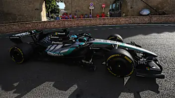 Russell leads Antonelli and Verstappen during FP2 in Baku